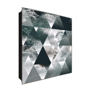  Schlüsselkasten 'Wasser Dreiecke' 30x30 Glas, inkl. Haken Schlüsselbrett Schlüssel-Box Design Aufbewahrung