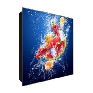  Schlüsselkasten 'Wasser Früchte' 30x30 Glas, inkl. Haken Schlüsselbrett Schlüssel-Box Design Aufbewahrung