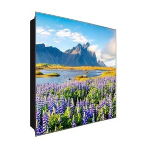  Schlüsselkasten 'Wasser am Felsen' 30x30 Glas, inkl. Haken Schlüsselbrett Schlüssel-Box Design Aufbewahrung