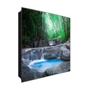  Schlüsselkasten 'Wasserfall' 30x30 Glas, inkl. Haken Schlüsselbrett Schlüssel-Box Design Aufbewahrung