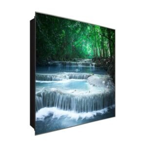  Schlüsselkasten 'Wasserfall' 30x30 Glas, inkl. Haken Schlüsselbrett Schlüssel-Box Design Aufbewahrung