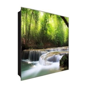  Schlüsselkasten 'Wasserfall' 30x30 Glas, inkl. Haken Schlüsselbrett Schlüssel-Box Design Aufbewahrung