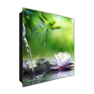  Schlüsselkasten 'Wasserfall Lotus' 30x30 Glas, inkl. Haken Schlüsselbrett Schlüssel-Box Design Aufbewahrung
