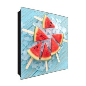  Schlüsselkasten 'Wassermelonen EIS' 30x30 Glas, inkl. Haken Schlüsselbrett Schlüssel-Box Design Aufbewahrung