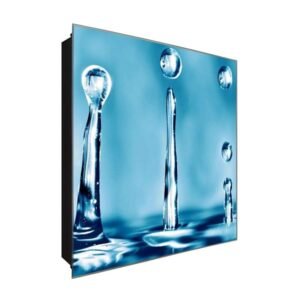  Schlüsselkasten 'Wassertropfen Effekt' 30x30 Glas, inkl. Haken Schlüsselbrett Schlüssel-Box Design Aufbewahrung