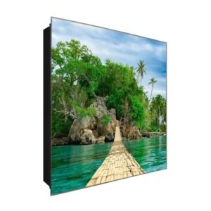  Schlüsselkasten 'Weg zur Natur' 30x30 Glas, inkl. Haken Schlüsselbrett Schlüssel-Box Design Aufbewahrung