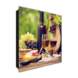  Schlüsselkasten 'Weinverliebt' 30x30 Glas, inkl. Haken Schlüsselbrett Schlüssel-Box Design Aufbewahrung