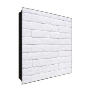  Schlüsselkasten 'Weiße Wand' 30x30 Glas, inkl. Haken Schlüsselbrett Schlüssel-Box Design Aufbewahrung