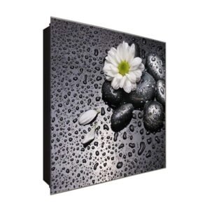  Schlüsselkasten 'Wellness Blüte' 30x30 Glas, inkl. Haken Schlüsselbrett Schlüssel-Box Design Aufbewahrung