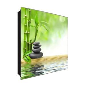  Schlüsselkasten 'Wellness Oase' 30x30 Glas, inkl. Haken Schlüsselbrett Schlüssel-Box Design Aufbewahrung