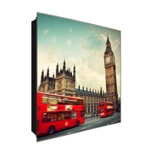  Schlüsselkasten 'Westminster Abbey' 30x30 Glas, inkl. Haken Schlüsselbrett Schlüssel-Box Design Aufbewahrung