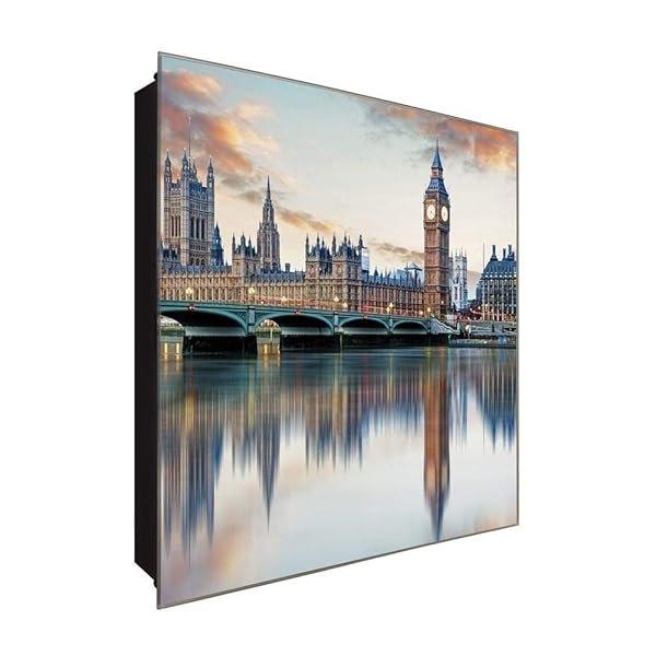 Schlüsselkasten 'Westminster London' 30x30 Glas, inkl. Haken Schlüsselbrett Schlüssel-Box Design Aufbewahrung