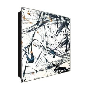  Schlüsselkasten 'Wilde Farbspritzer' 30x30 Glas, inkl. Haken Schlüsselbrett Schlüssel-Box Design Aufbewahrung