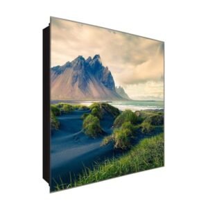  Schlüsselkasten 'Wilde Küste' 30x30 Glas, inkl. Haken Schlüsselbrett Schlüssel-Box Design Aufbewahrung