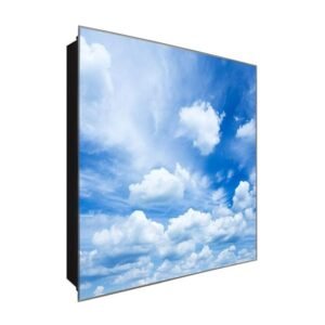  Schlüsselkasten 'Wolken am Himmel ' 30x30 Glas, inkl. Haken Schlüsselbrett Schlüssel-Box Design Aufbewahrung