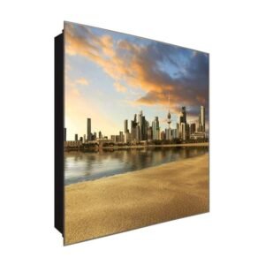  Schlüsselkasten 'Wolkenkratzer' 30x30 Glas, inkl. Haken Schlüsselbrett Schlüssel-Box Design Aufbewahrung