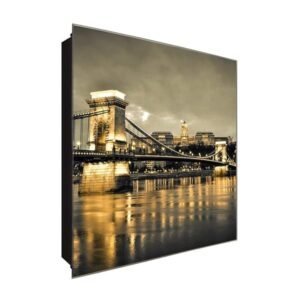  Schlüsselkasten 'Wunderschöne Brücke' 30x30 Glas, inkl. Haken Schlüsselbrett Schlüssel-Box Design Aufbewahrung