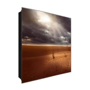  Schlüsselkasten 'Wüstenbild' 30x30 Glas, inkl. Haken Schlüsselbrett Schlüssel-Box Design Aufbewahrung