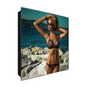  Schlüsselkasten 'Yacht Schönheit' 30x30 Glas, inkl. Haken Schlüsselbrett Schlüssel-Box Design Aufbewahrung