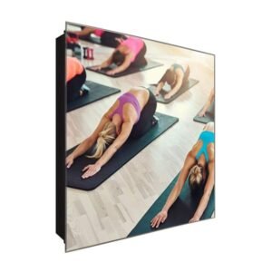  Schlüsselkasten 'Yoga Kurs' 30x30 Glas, inkl. Haken Schlüsselbrett Schlüssel-Box Design Aufbewahrung