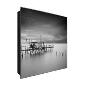  Schlüsselkasten 'Zerstörter Steg' 30x30 Glas, inkl. Haken Schlüsselbrett Schlüssel-Box Design Aufbewahrung