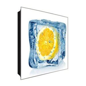  Schlüsselkasten 'Zitrone im EIS' 30x30 Glas, inkl. Haken Schlüsselbrett Schlüssel-Box Design Aufbewahrung