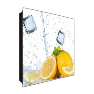  Schlüsselkasten 'Zitronenfrische' 30x30 Glas, inkl. Haken Schlüsselbrett Schlüssel-Box Design Aufbewahrung