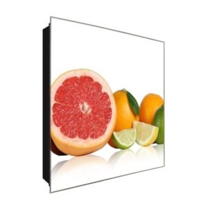  Schlüsselkasten 'Zitrusfrüchte' 30x30 Glas, inkl. Haken Schlüsselbrett Schlüssel-Box Design Aufbewahrung