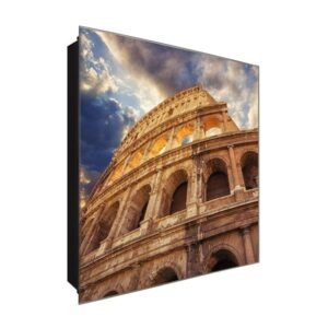  Schlüsselkasten 'wolkiger Kolosseum' 30x30 Glas, inkl. Haken Schlüsselbrett Schlüssel-Box Design Aufbewahrung